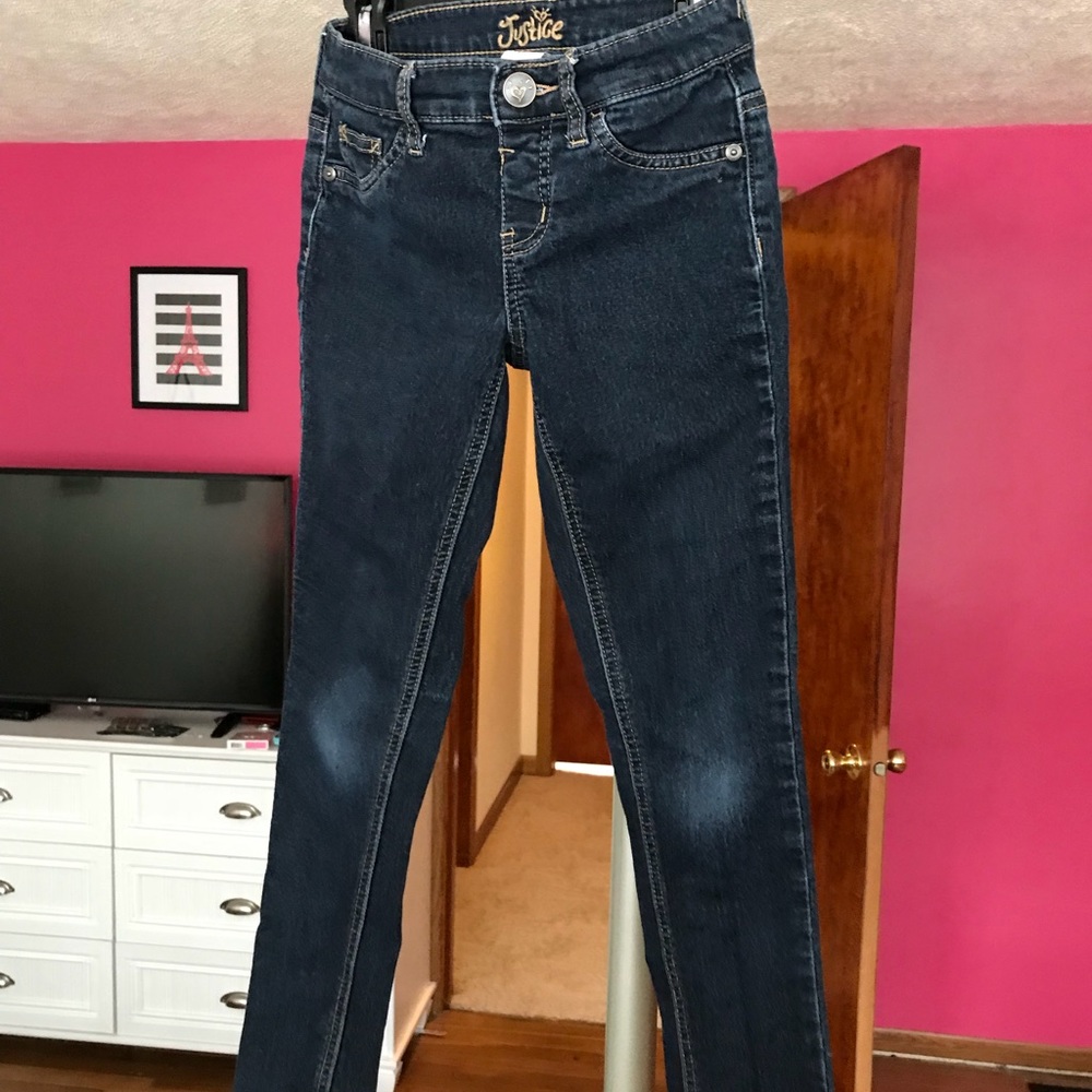 Justice girls dark wash jeggings